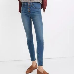 NWT Madewell 10” High Rise Skinny Jeans MA981 Button Edition